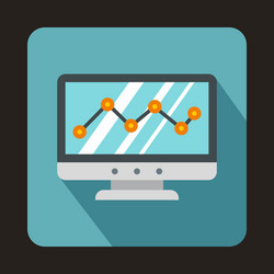 graph on the computer monitor icon flat style vector image