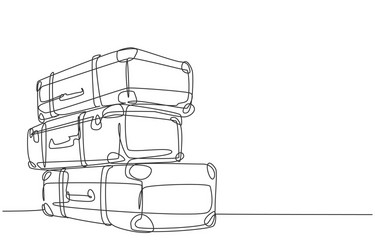 Retro Suitcase Stack - Single Line vector image