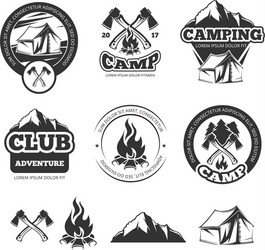 Scout Camp Adventure Labels Vector Image