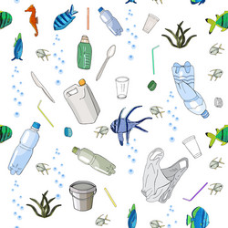 Seamless pattern with garbage in ocean vector