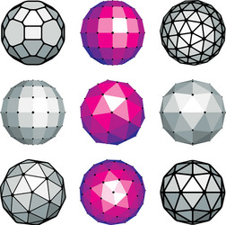 set of dimensional low poly objects spherical vector