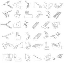 set with contours stairs different types vector