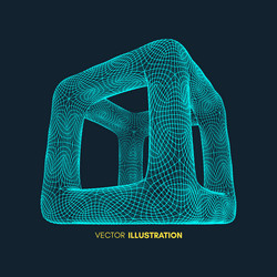cube connection structure 3d grid design vector image