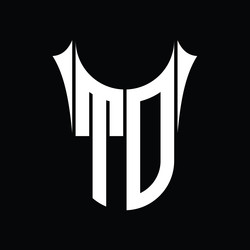 td logo monogram shield sharp half round shape vector image