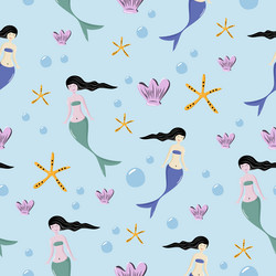 Whimsical Mermaid Pattern Royalty Free Vector Image