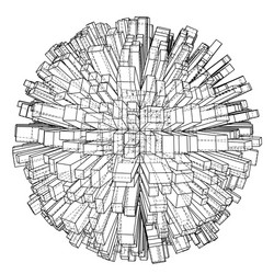 abstract 3d sphere with city blueprint style vector image