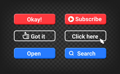 different interface buttons set 3d objects vector image