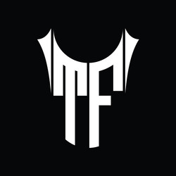 tf logo monogram shield sharp half round shape vector image