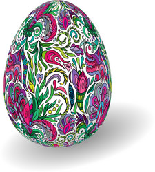 Beautiful painted easter egg on white background vector