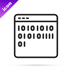 black line binary code icon isolated on white vector image