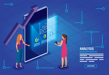 Business women with data analysis vector