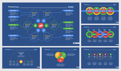 six business slide templates set vector