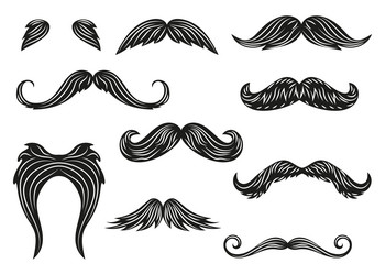 Black mustache icons barbershop decorative vector