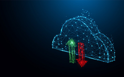 Cloud data storage icon form lines and particle vector