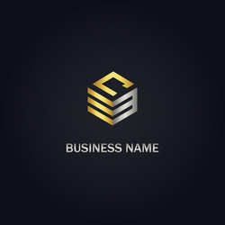 Cube hexagon technology gold logo Royalty Free Vector Image