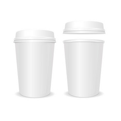 Paper cups of coffee up side and down Royalty Free Vector