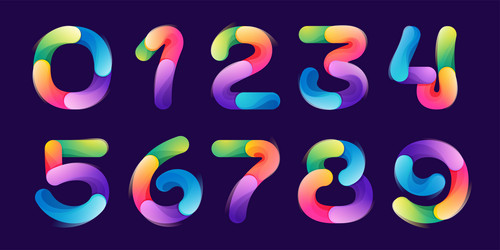 numbers set made of overlapping colorful lines vector image