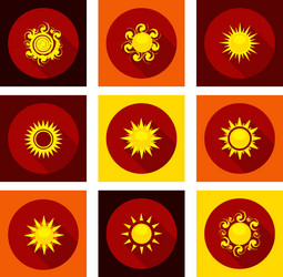 sun icons set in flat style Vector Image