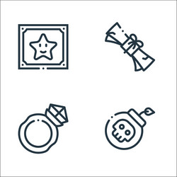 videogame elements line icons linear set quality vector image