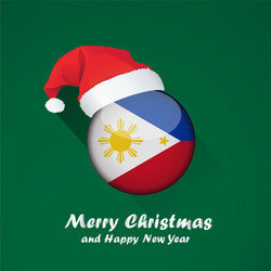 flag of philippines merry christmas and happy new vector