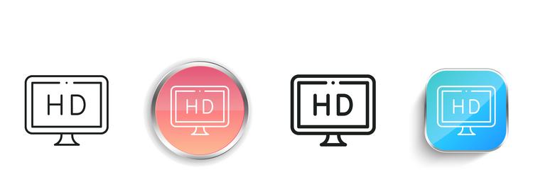 hd screen icon thin linear regular and button vector image