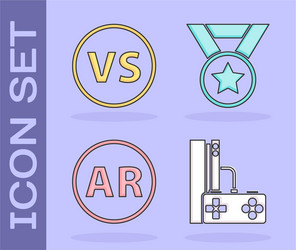 set game console with joystick vs versus battle vector image
