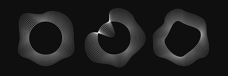 set of round curved frames with dynamic wavy vector image
