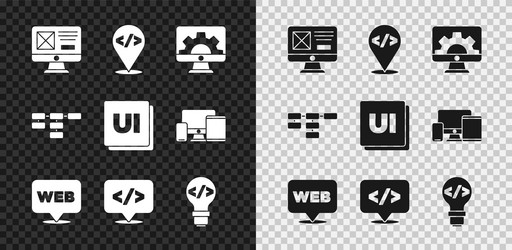 set ui or ux design front end development web vector image