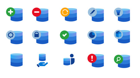 Database data center technology icon set vector