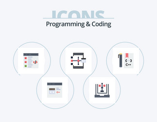 programming and coding flat icon pack 5 vector image