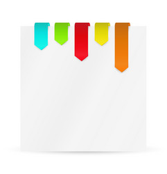 set of color ribbons or bookmarks with blank paper vector image