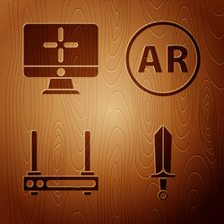 set sword for game computer monitor router vector image