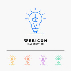 3d cube idea bulb printing box 5 color line web vector image