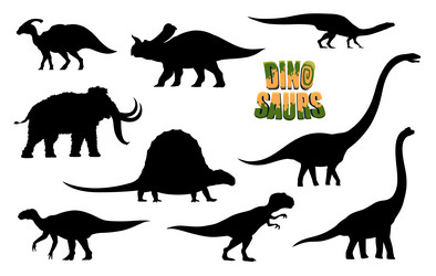 cartoon dinosaurs animals characters silhouettes Vector Image
