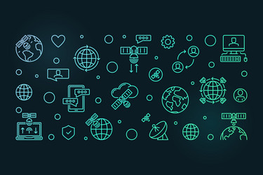 Internet access via satellite concept line vector