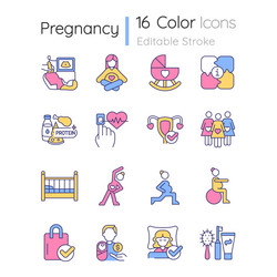 pregnancy rgb color icons set vector