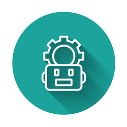 white line robot setting icon isolated with long vector image