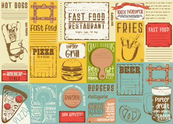 Fast food restaurant placemat vector