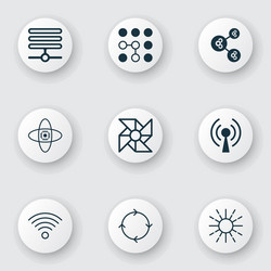 machine icons set with loop algorithm brightness vector image