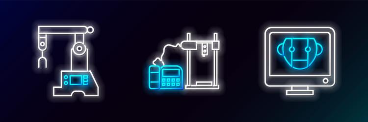set line bot assembly and 3d printer icon vector image