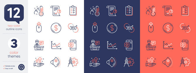 set of swipe up high thermometer and analysis vector