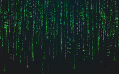 Binary matrix background green falling digits vector