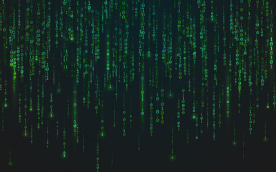 binary matrix background green falling digits vector