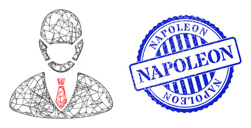 Grunge napoleon seal and net manager mask web mesh vector