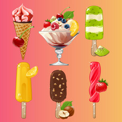 ice cream realistic constructor set of various vector image