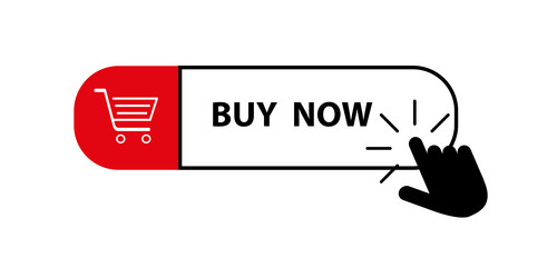 Red Click Now Button with Hand Cursor vector image