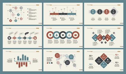 Six logistics charts slide templates set vector