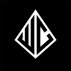 wc logo letters monogram with prisma shape design vector image
