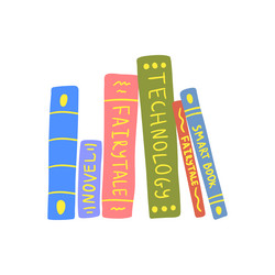 Cartoon color stack different books vector