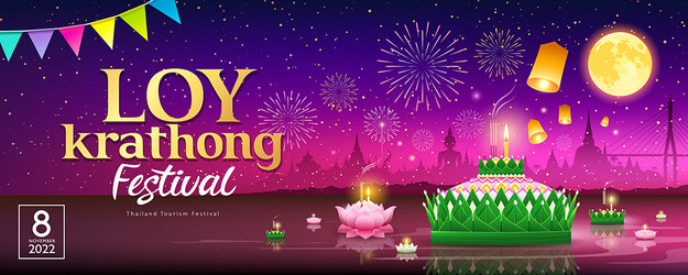 loy krathong thailand festival banana leaf vector